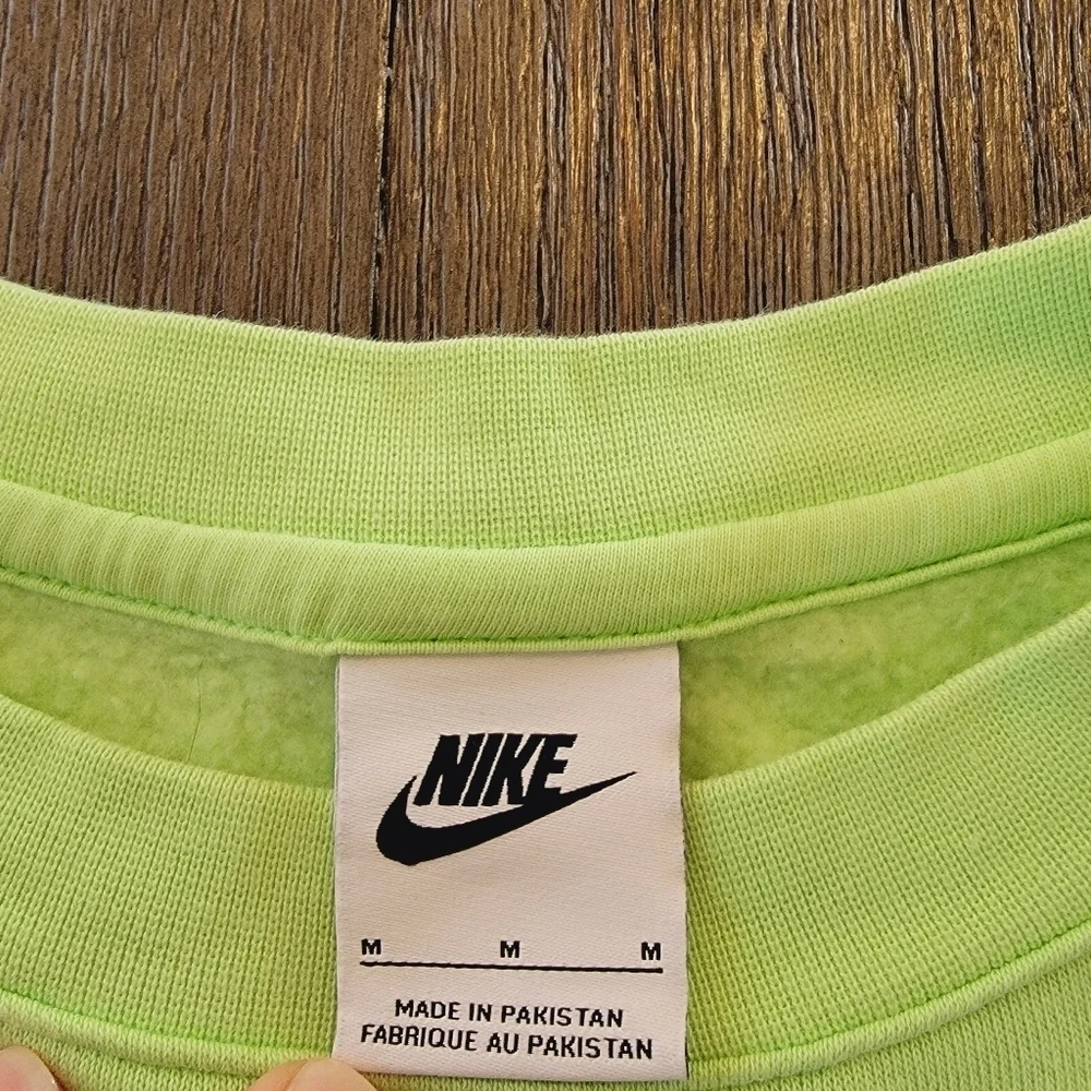 Nike Sportswear Multi Embroidered Logo Sports Round Neck Pullover 'Neon Green' M